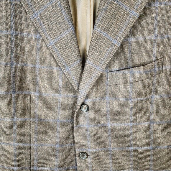 Pal Zileri Brown Checks 100% Wool 3 Button Blazer Sport Coat - Picture 2 of 8